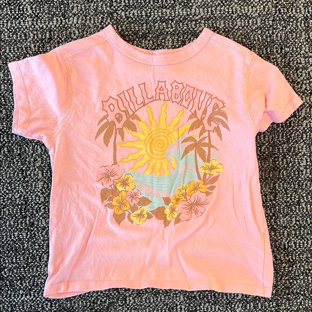 Billabong Pink Tee with Tropical Graphic